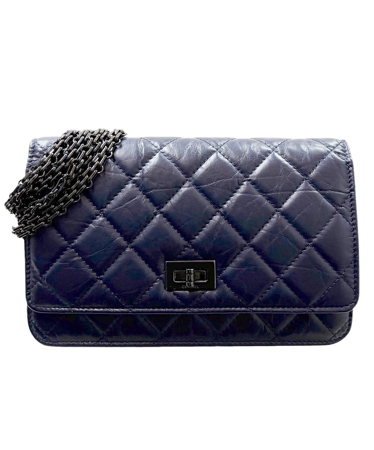 CHANELチェーンウォレット　ネイビー 中古・古着通販】CHANEL (シャネル) 2.55 チェーンウォレット ネイビー