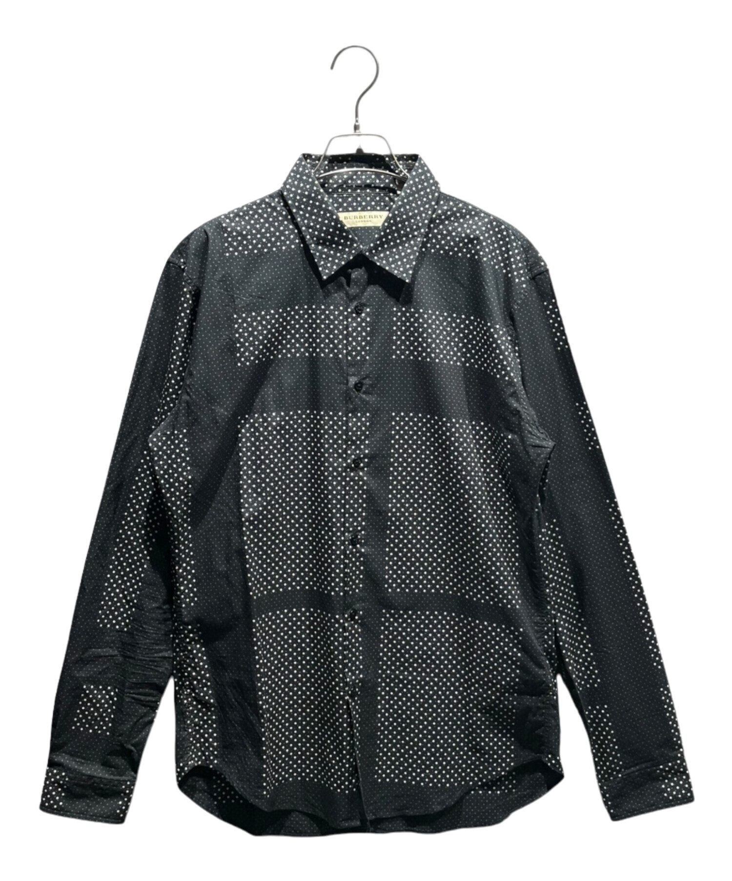 中古・古着通販】BURBERRY (バーバリー) 総柄シャツ ブラック×ホワイト 