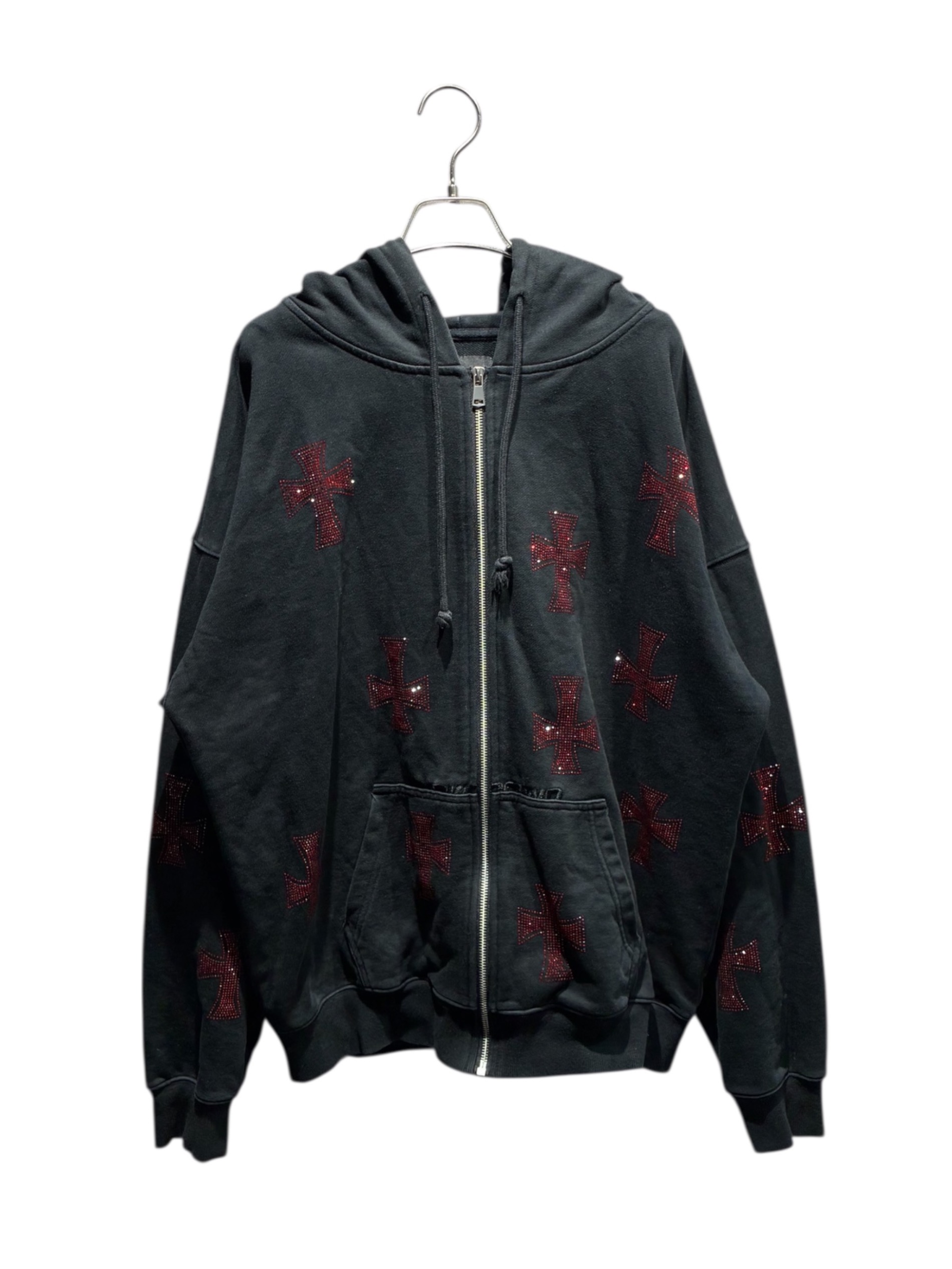 中古・古着通販】unknown (アンノーン) クロスラインストーンジップ