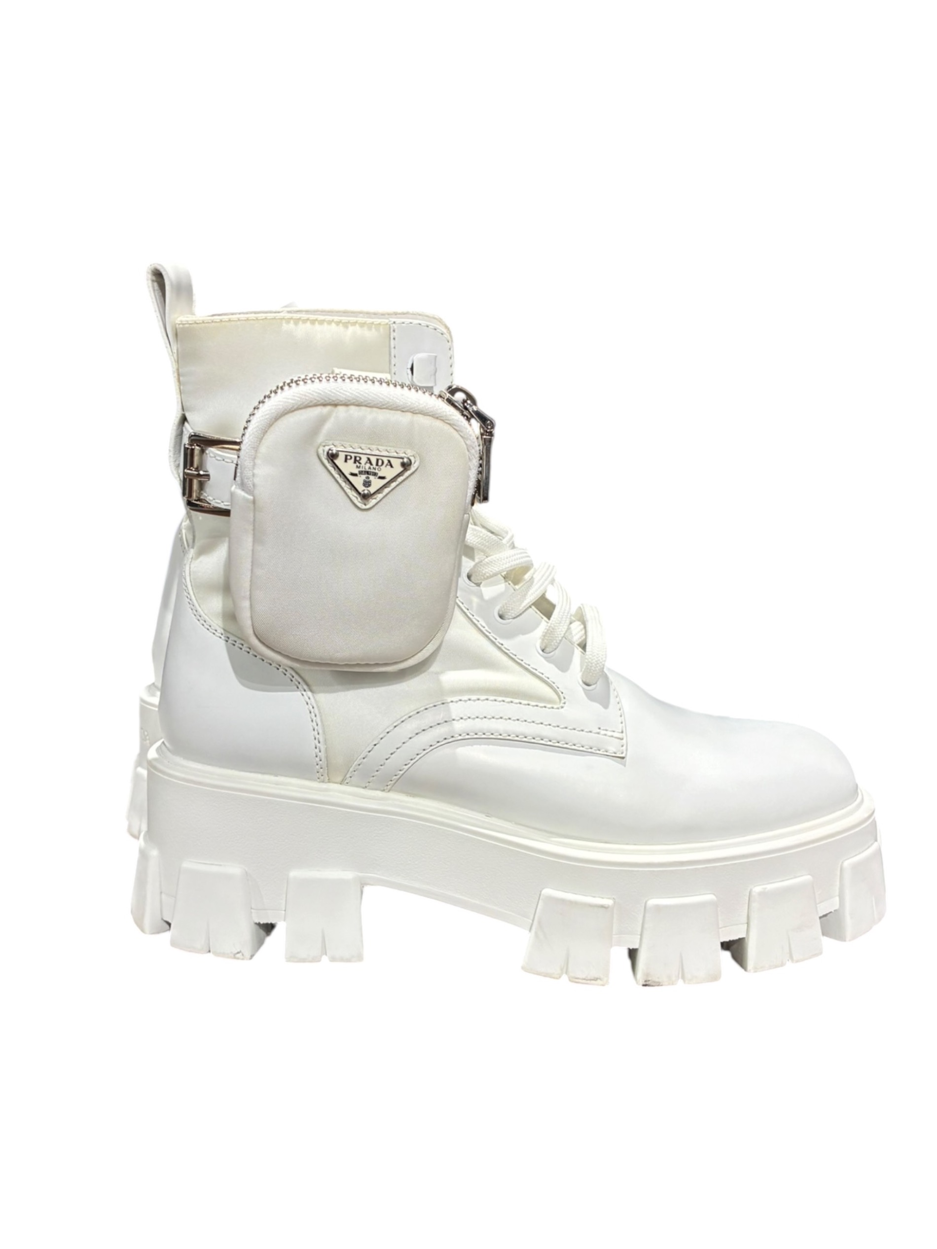 中古・古着通販】PRADA (プラダ) モノリス レースアップブーツ 1T255