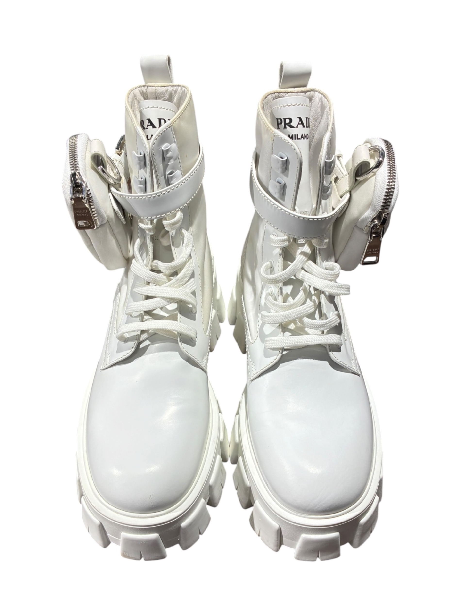 中古・古着通販】PRADA (プラダ) モノリス レースアップブーツ 1T255