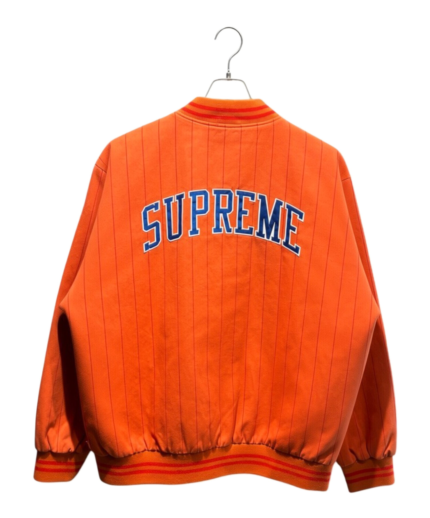 Supreme スタジャン オレンジ Lサイズ 中古・古着通販】SUPREME (シュプリーム) PINSTRIPE VARSITY JACKET
