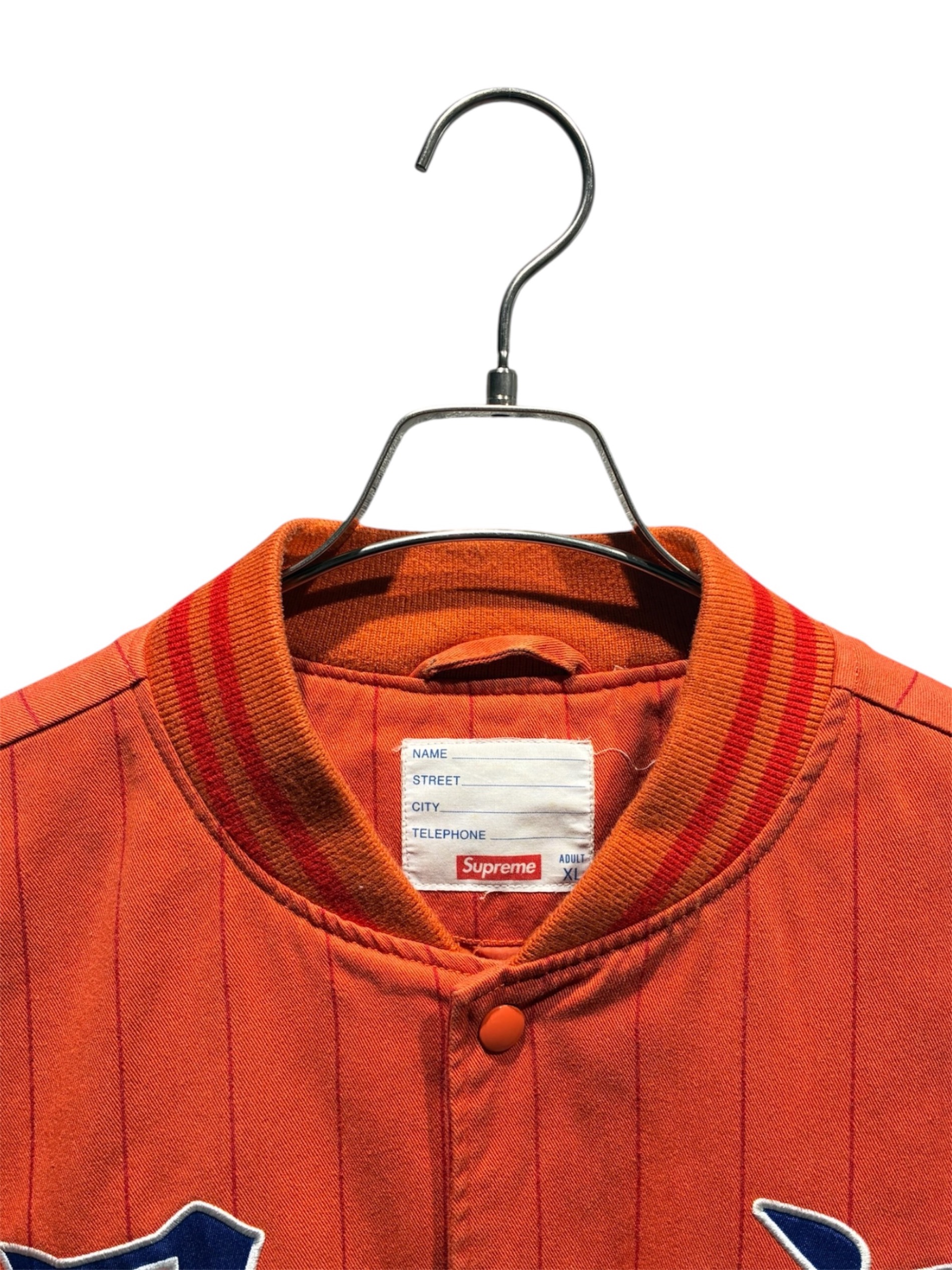 中古・古着通販】SUPREME (シュプリーム) PINSTRIPE VARSITY JACKET
