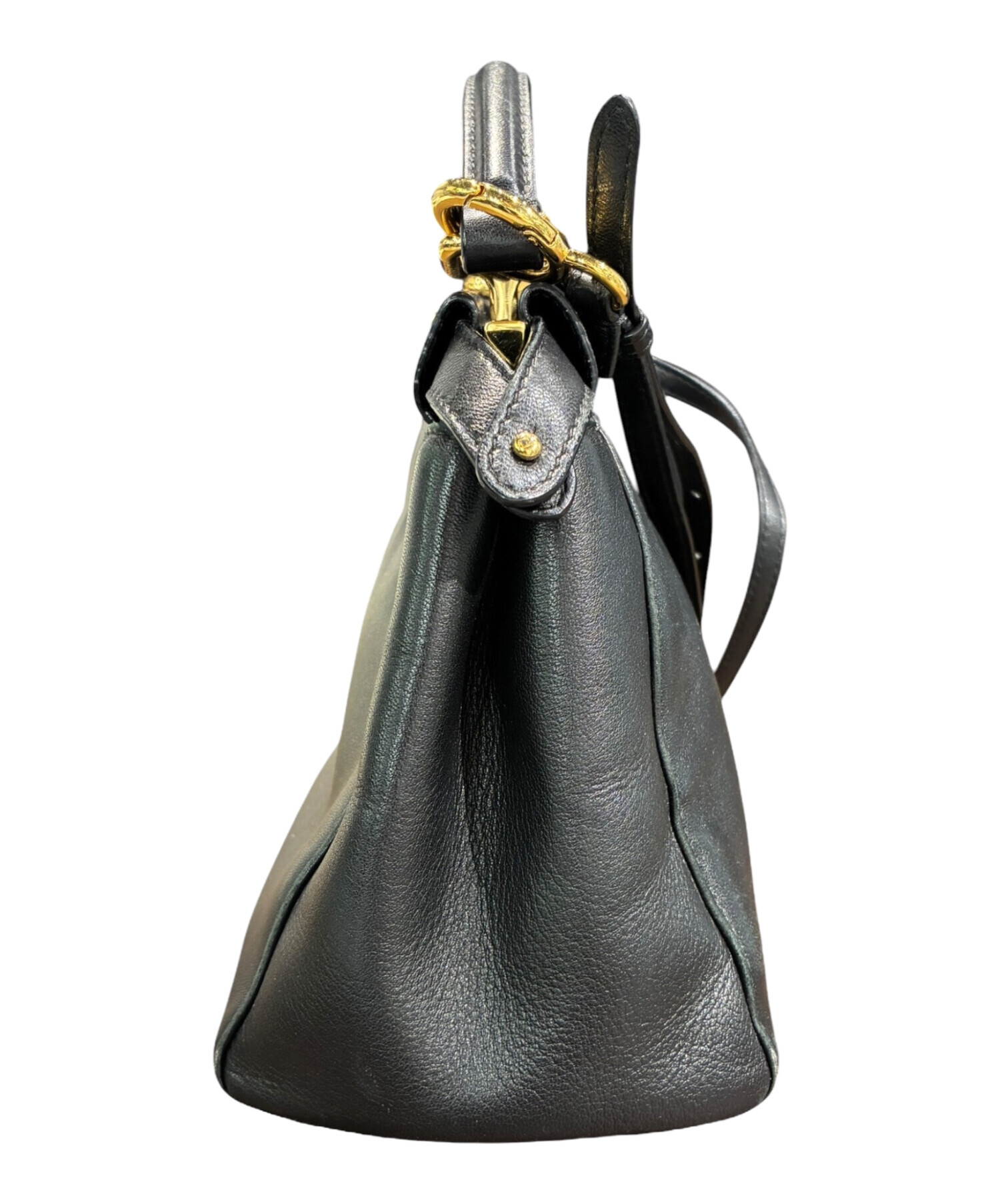 中古・古着通販】FENDI (フェンディ) 2WAYバッグ ブラック×ゴールド