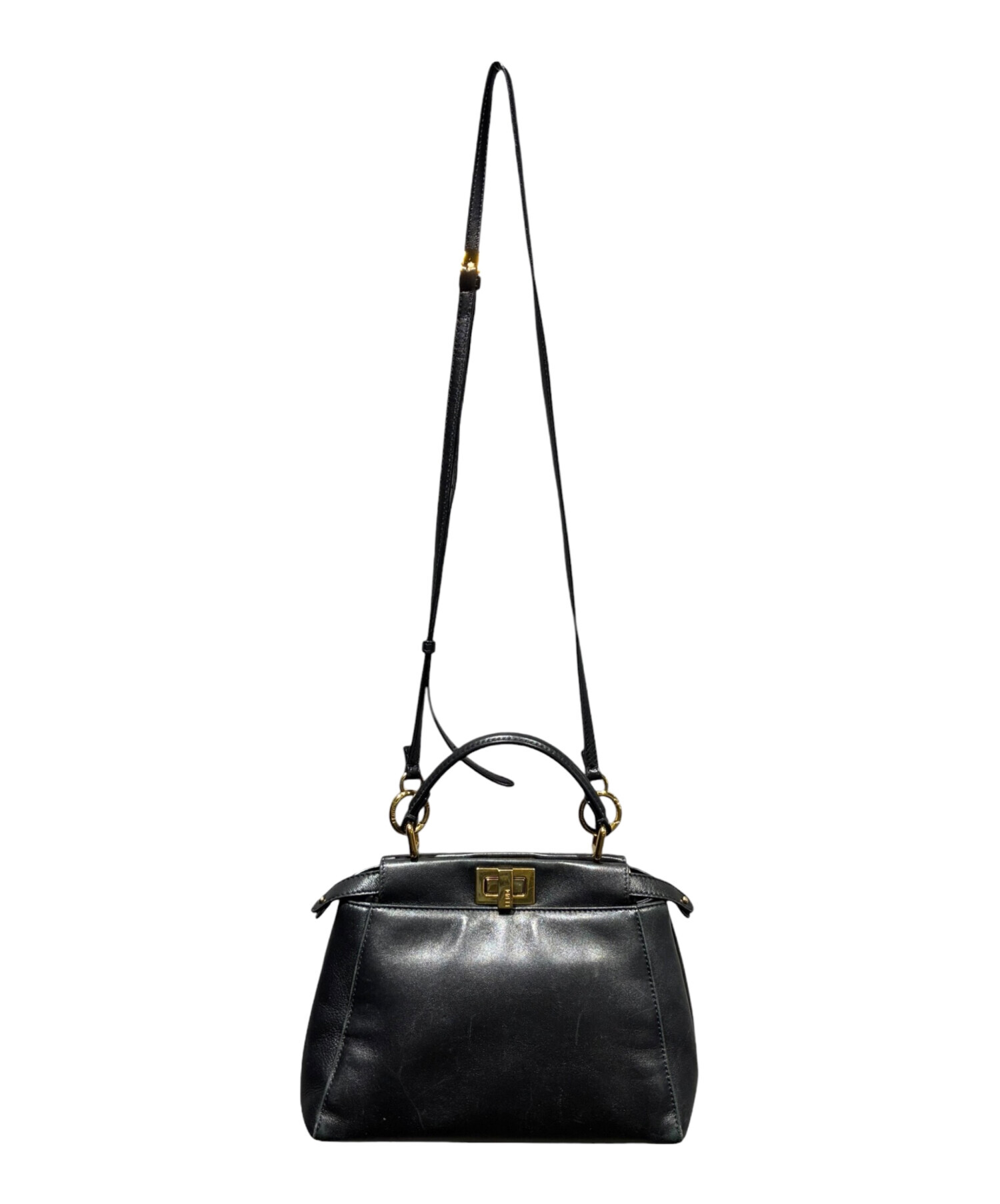 中古・古着通販】FENDI (フェンディ) 2WAYバッグ ブラック×ゴールド
