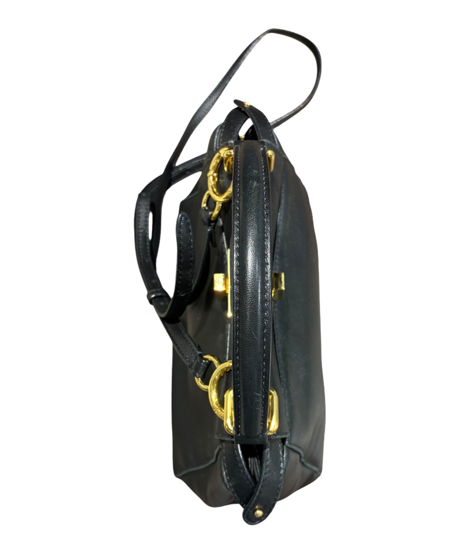 FENDI バック ブラック ゴールド金具 中古・古着通販】FENDI (フェンディ) 2WAYバッグ ブラック×ゴールド