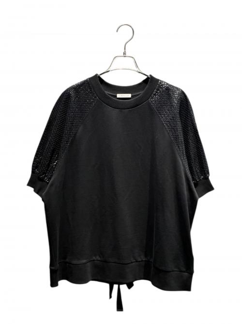 美品 MONCLE モンクレール 近年 異素材ハイネック半袖ニット 黒 ブラック 中古・古着通販】MONCLER (モンクレール) 半袖ニット ブラック サイズ