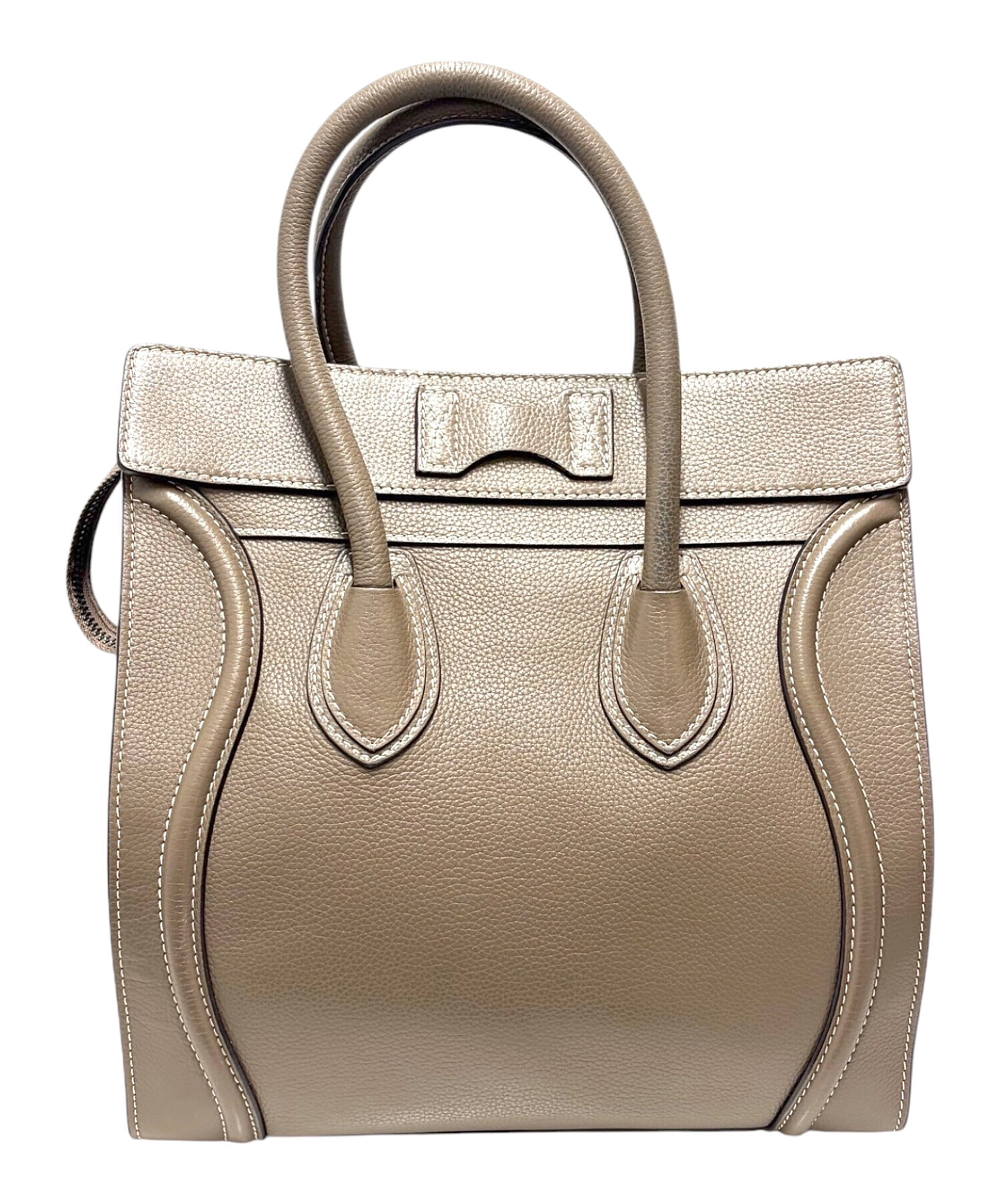 a*o様 CELINE ラゲージ ハンドバッグ ベージュ マイクロ 本日限定お値 中古・古着通販】CELINE (セリーヌ) ミニラゲージハンドバッグ