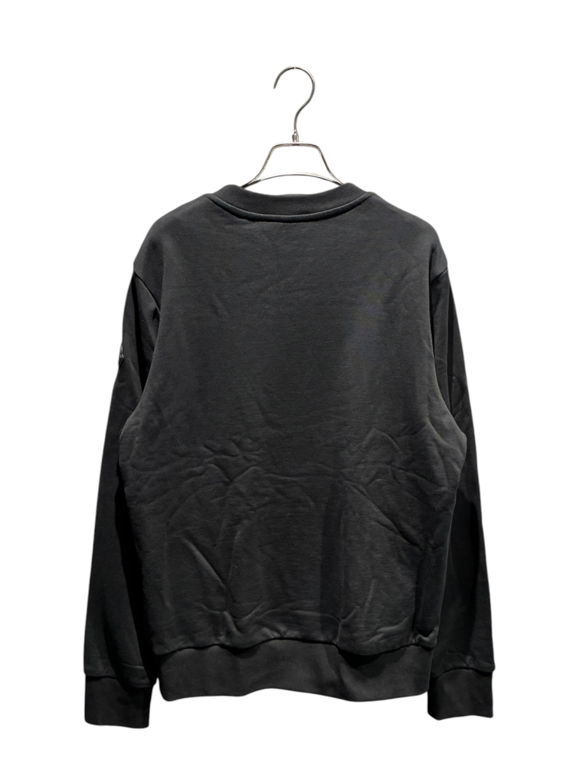 MONCLER ロゴプリント トレーナー ブラック 中古・古着通販】MONCLER (モンクレール) ロゴプリントトレーナー