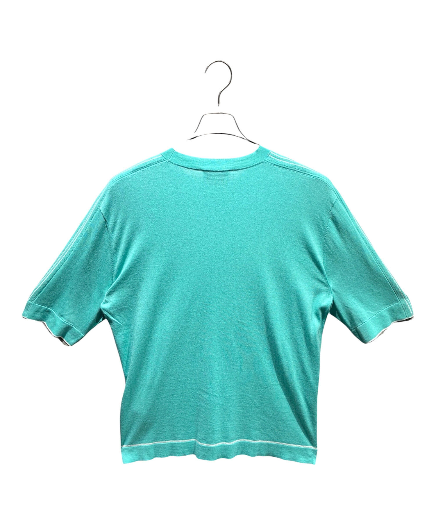 24364✨エルメス サマーニット Tシャツ ライン入り 綿100% L 中古・古着通販】HERMES (エルメス) サマーニットTシャツ スカイブルー