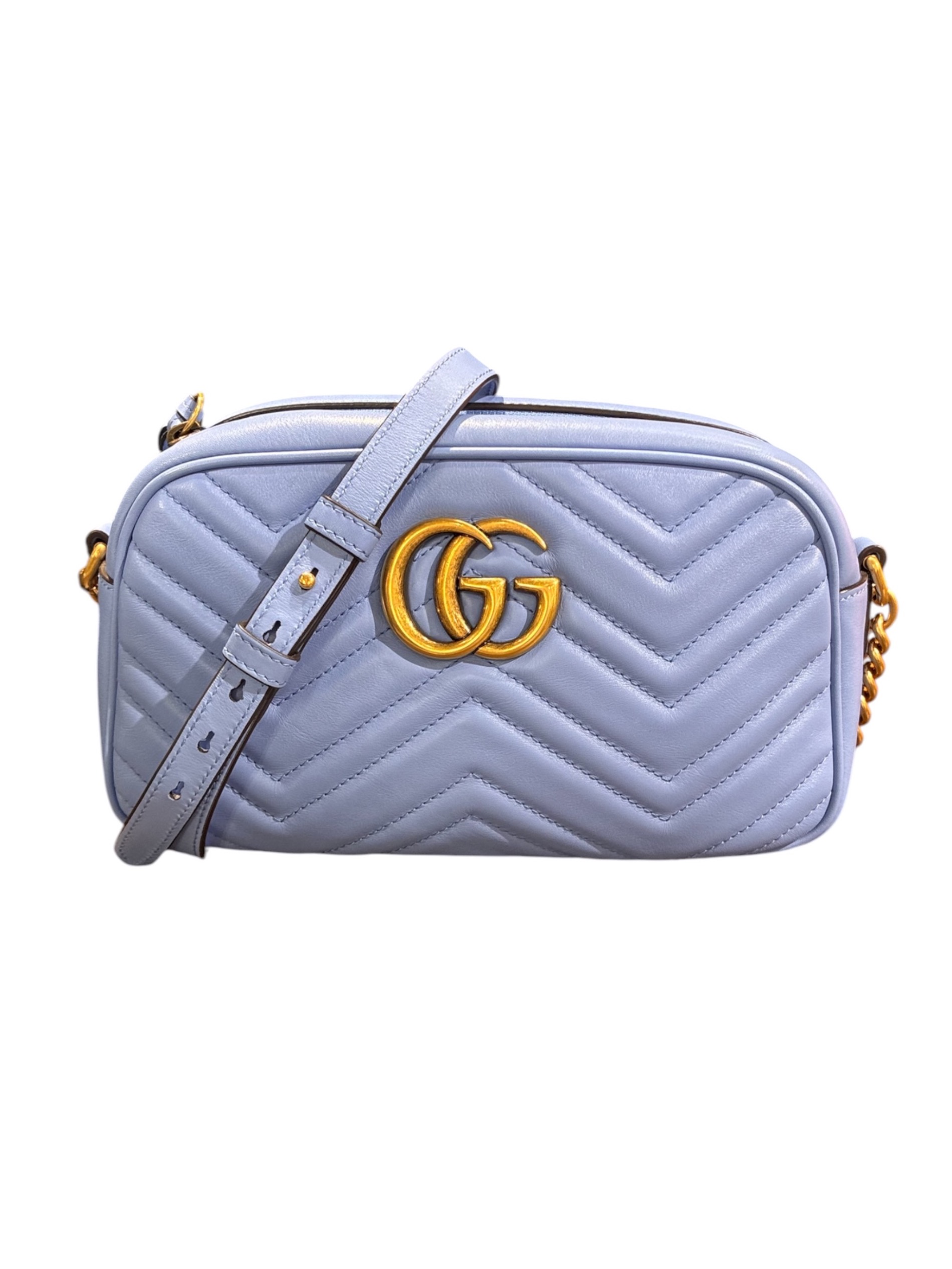 中古・古着通販】GUCCI (グッチ) ショルダーバッグ ブルー×ゴールド 