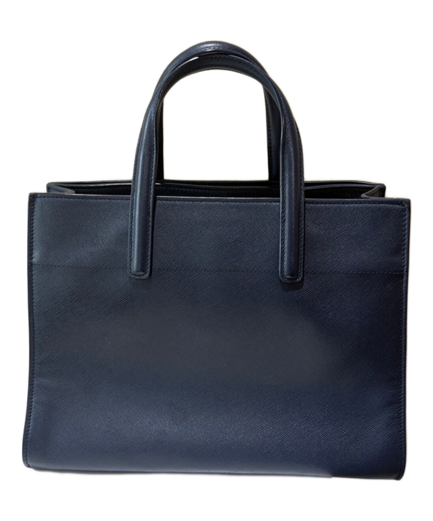 PRADA サフィアーノレザー 2way ハンドバッグ ショルダー ネイビー 中古・古着通販】PRADA (プラダ) サフィアーノ 2WAY ハンドバッグ