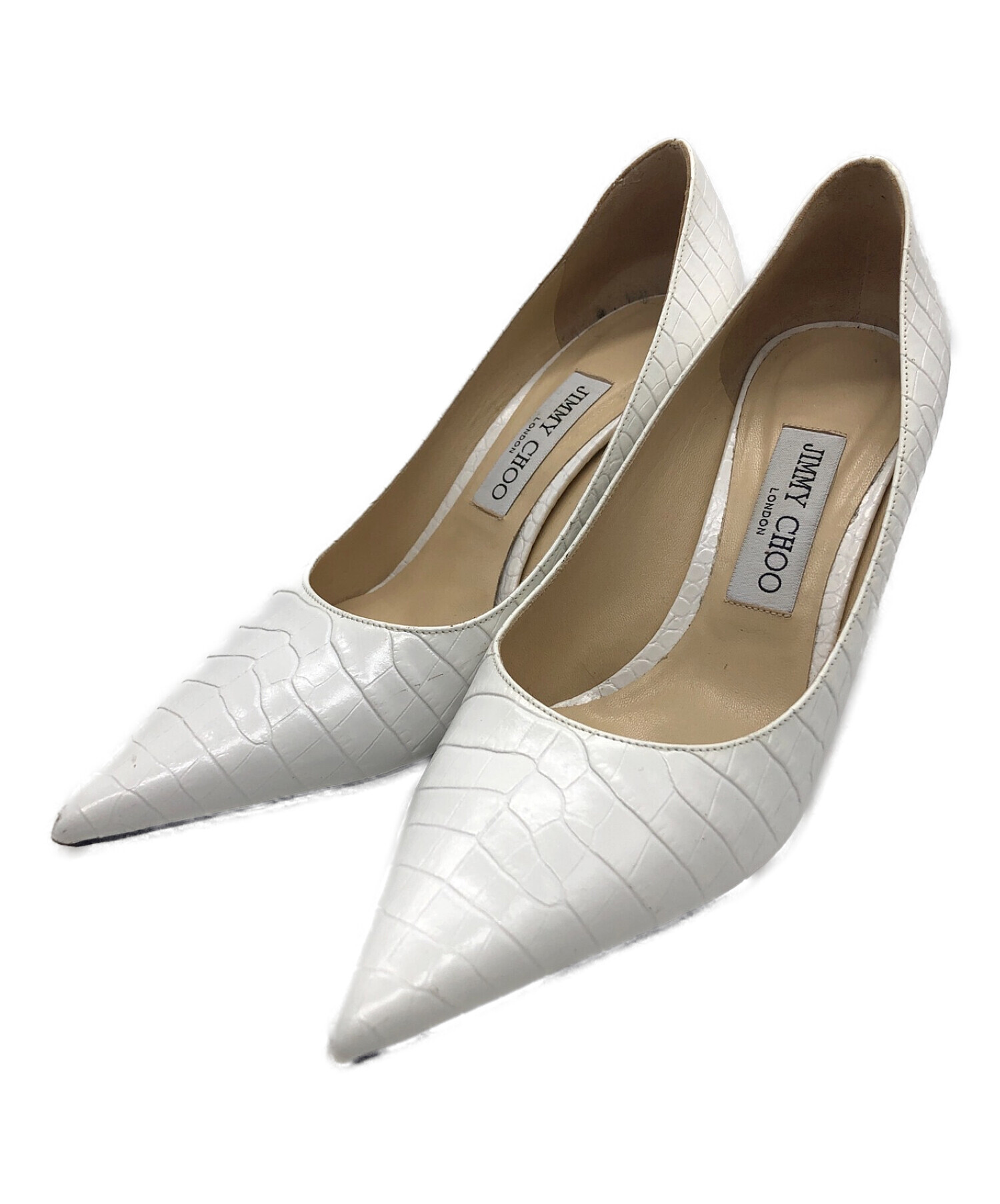 中古・古着通販】JIMMY CHOO (ジミーチュウ) ヒールパンプス ホワイト 