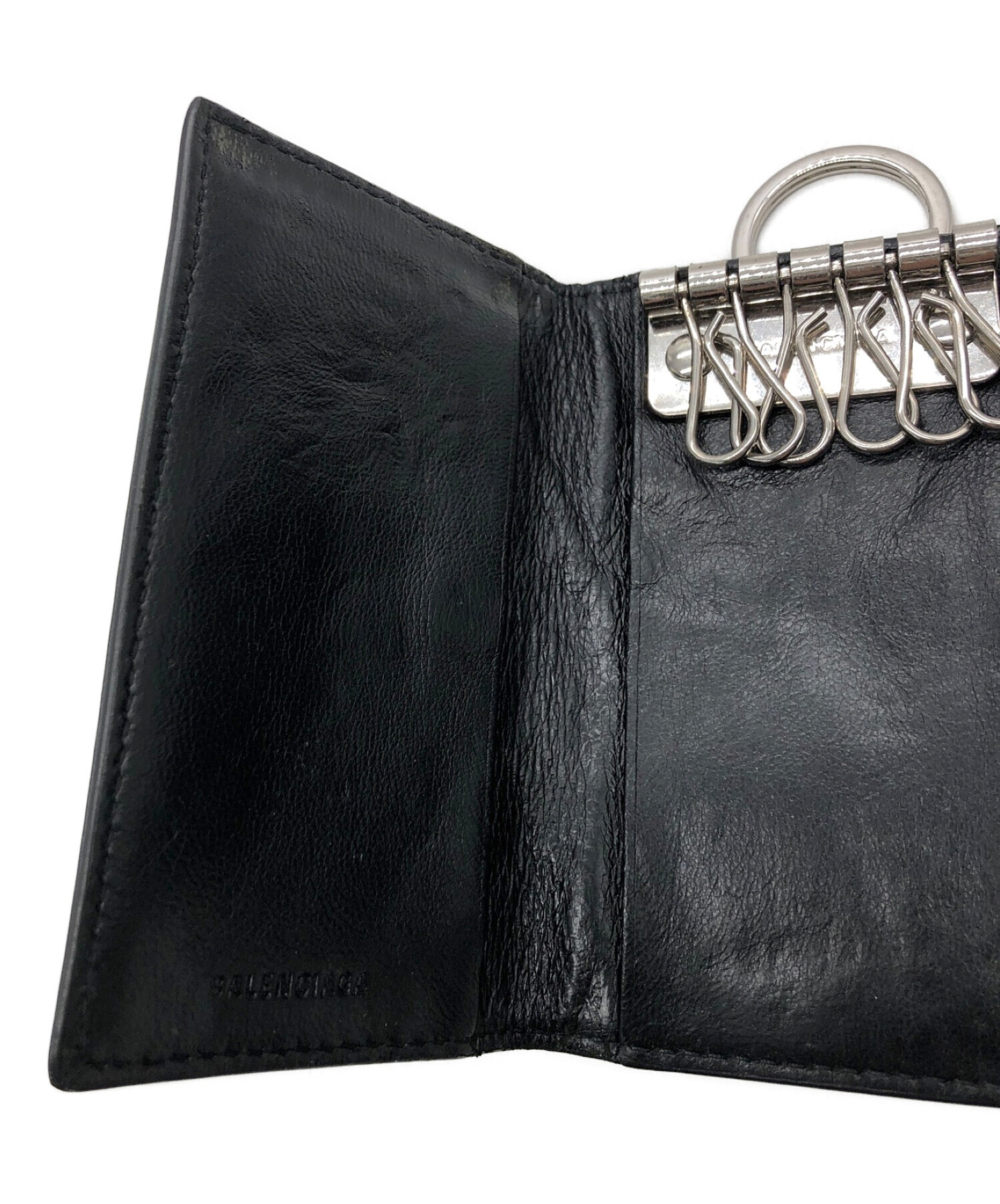 バレンシアガ キーケース 6連 キーリング ブラック レザー 本革 キャッシュ
