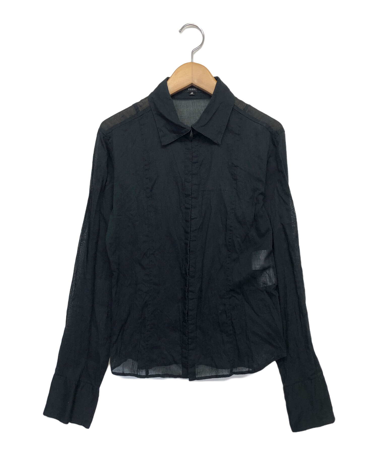 中古・古着通販】GUCCI (グッチ) フックボタンシャツ ブラック サイズ 
