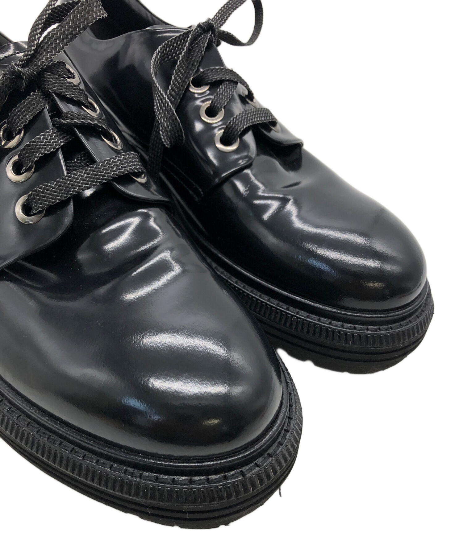 EMPORIO ARMANI ブラック レザー シューズ EMPORIO ARMANI ブラック レザー シューズ