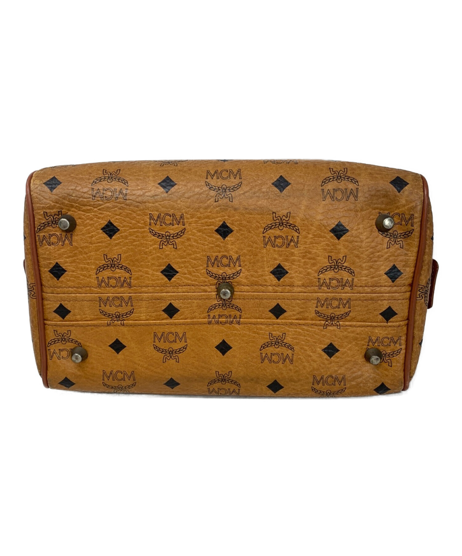 MCM エムシーエム ロゴグラム ボストンバッグ ブラウン