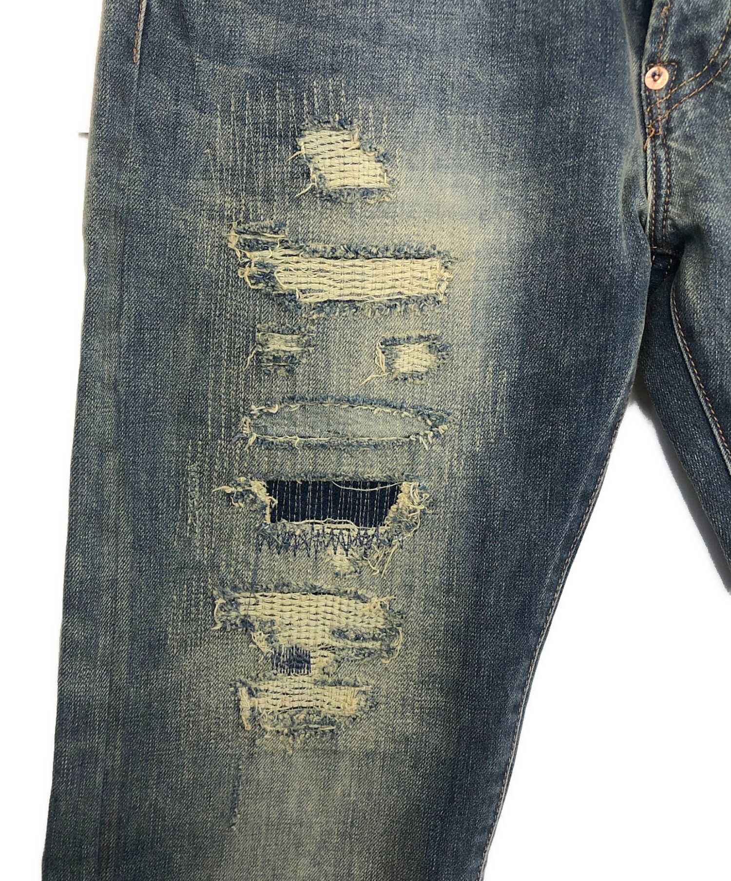 デニム パンツ エヴィス EVISU ジーンズ 34 インチ 中古 メンズ カモメ 