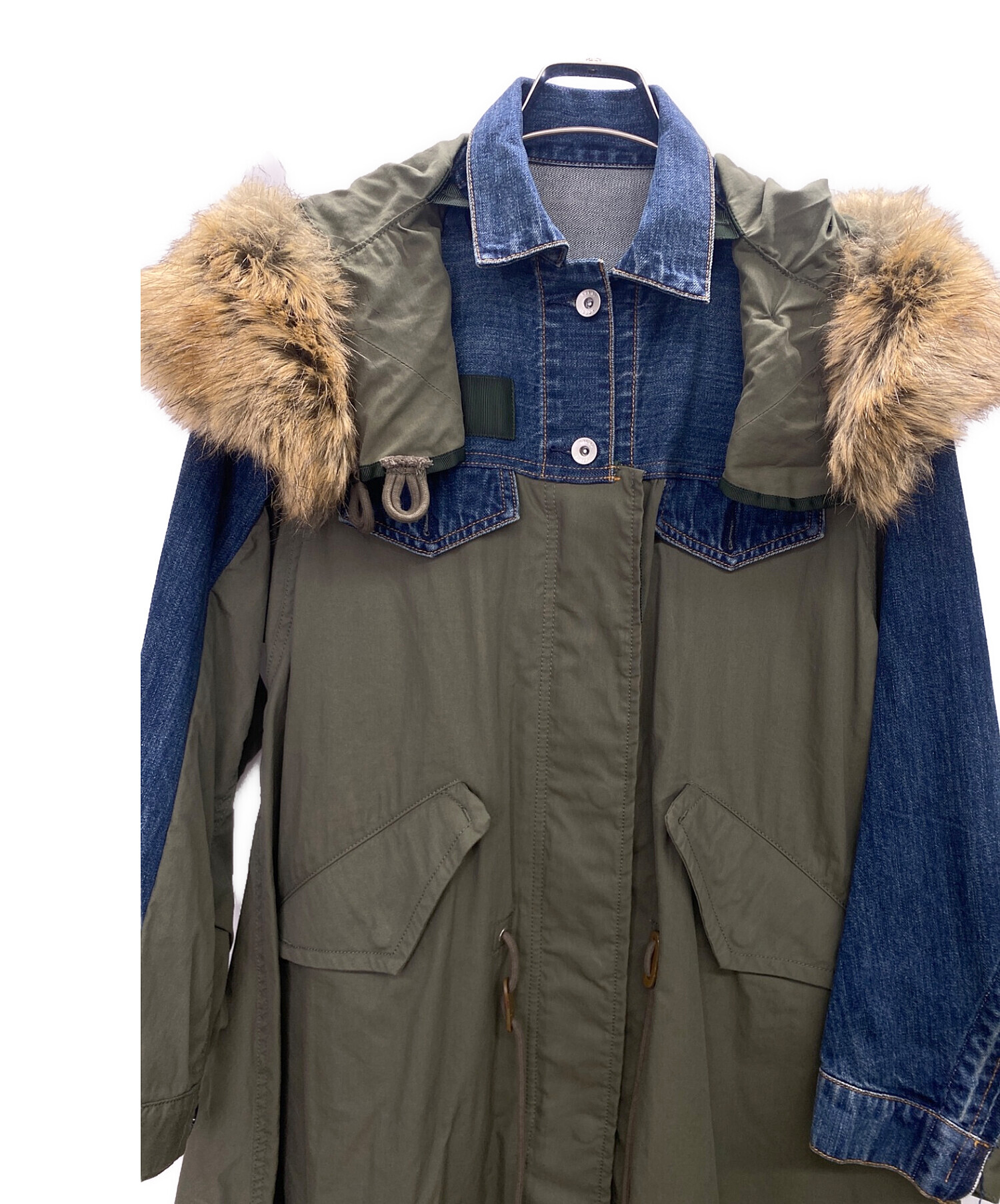 中古・古着通販】sacai (サカイ) ドッキングモッズコート グリーン 