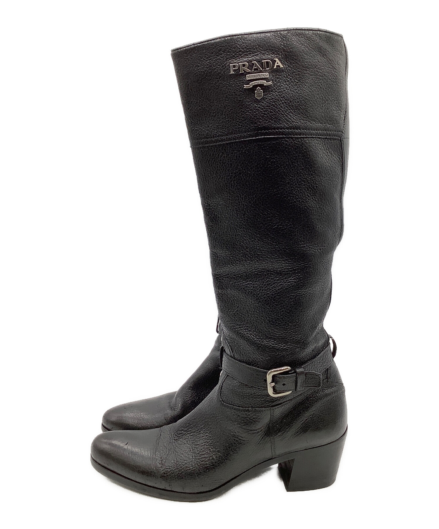 中古・古着通販】PRADA (プラダ) ロングブーツ ブラック サイズ 