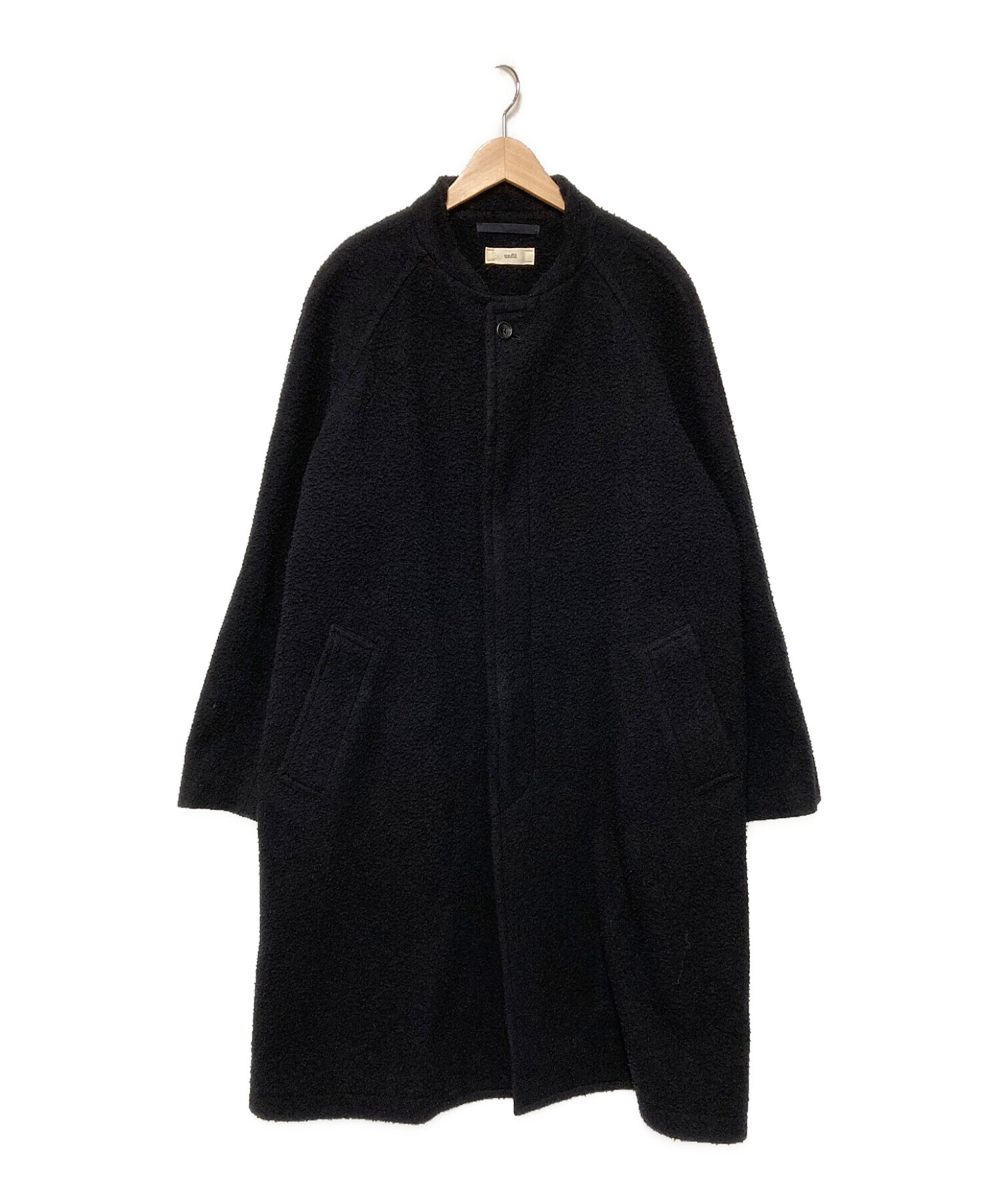中古・古着通販】UNFIL (アンフィル) ノーカラーウールコート ネイビー 