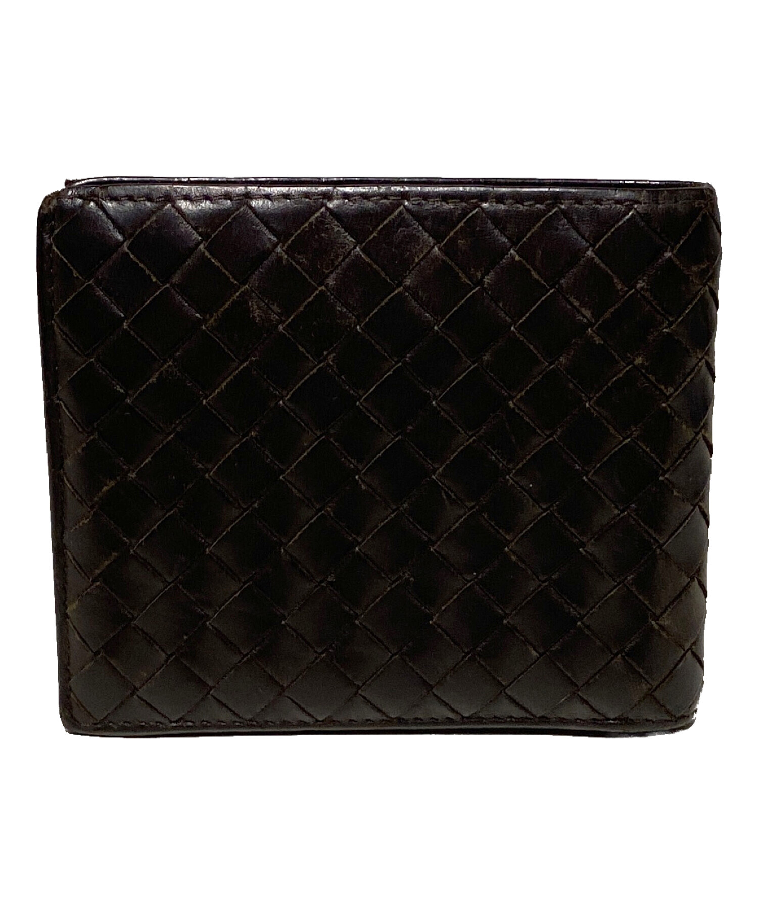 ボッテガヴェネタ 折り財布 イントレチャート ブラウン レザー（中古  