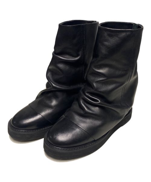 【ZUCCA】 ズッカ　ナウシカブーツ　ショート　レザー　24.5㎝　黒 ZUCCA】 ズッカナウシカブーツバックジップショートレザー24