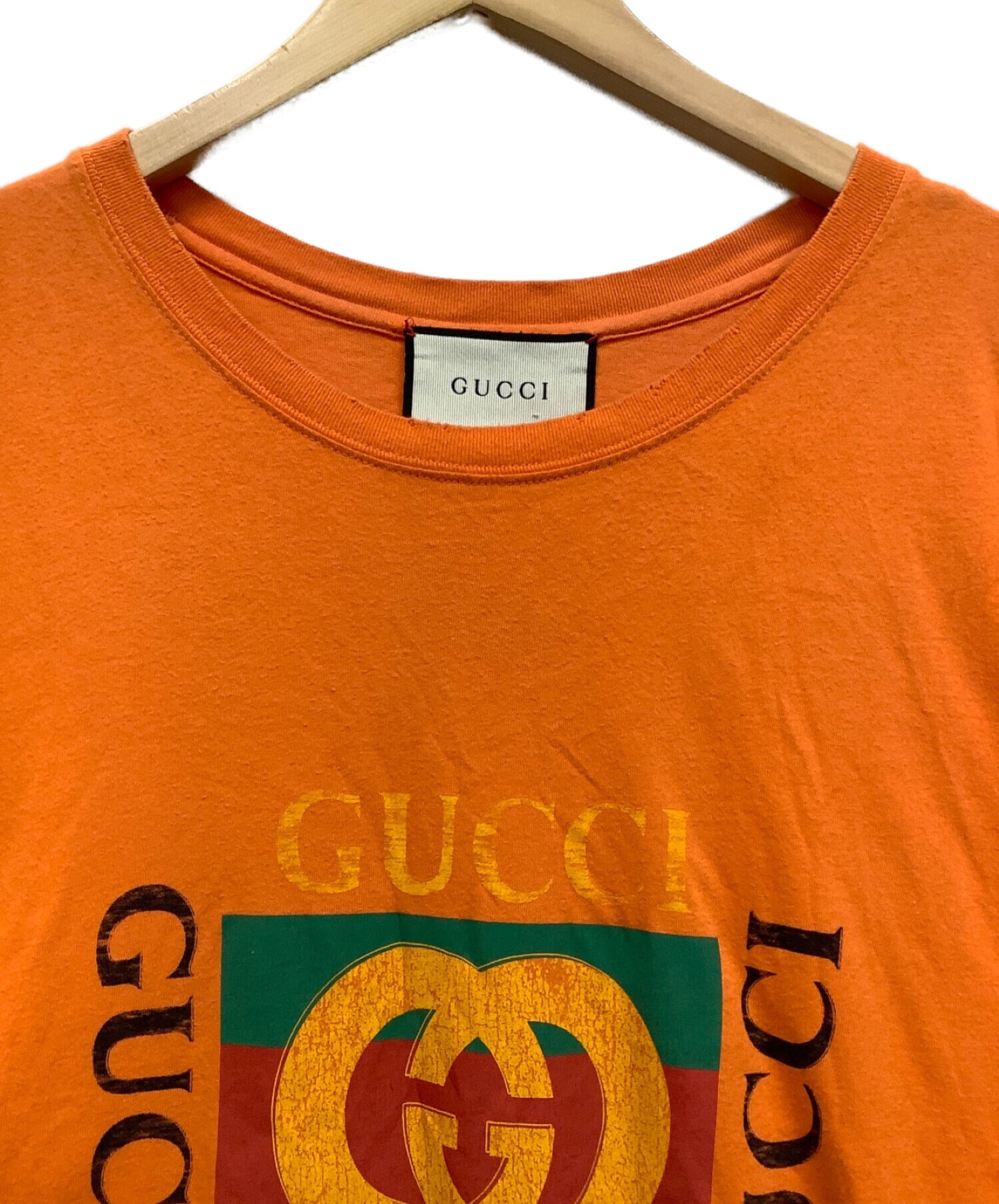 中古・古着通販】GUCCI (グッチ) オールドロゴTシャツ オレンジ サイズ