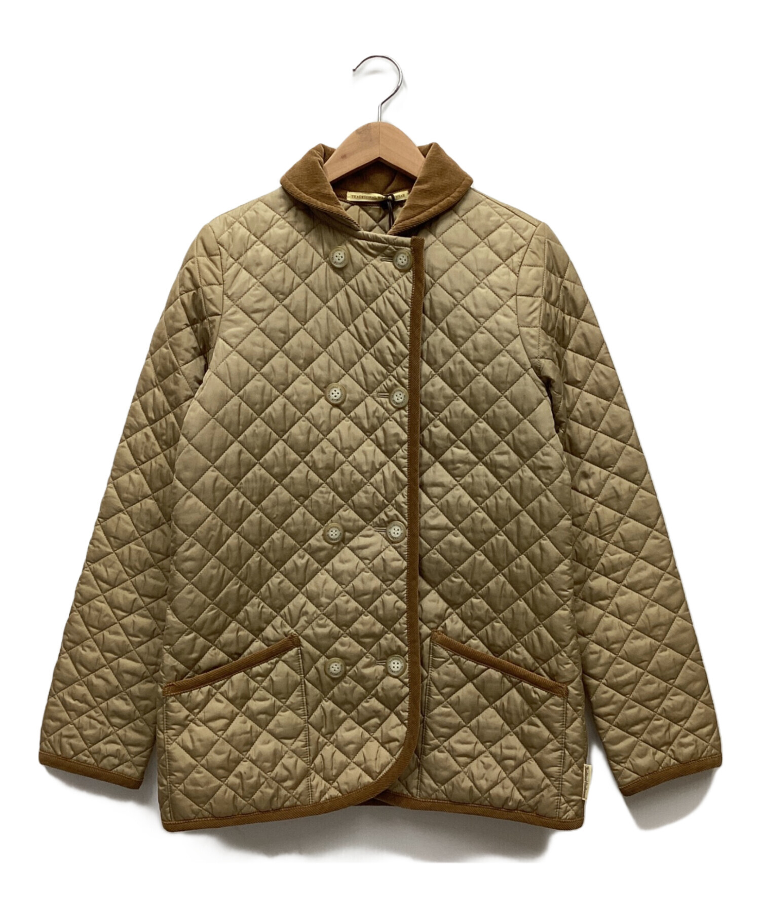 LAVENHAM ノーカラーキルティングジャケット カーキ 40（ラベンハム 