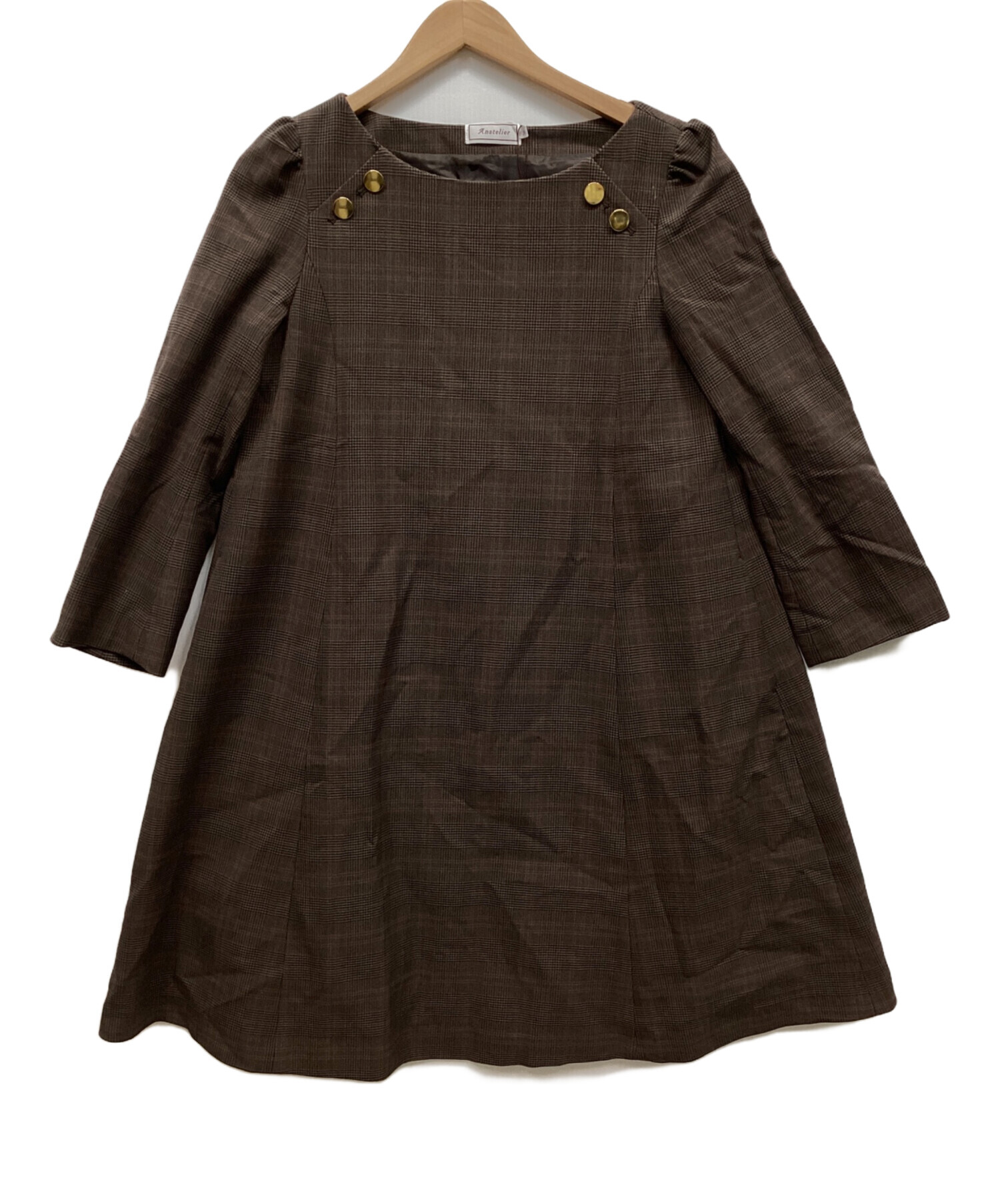 中古・古着通販】anatelier (アナトリエ) ワンピース ブラウン サイズ  
