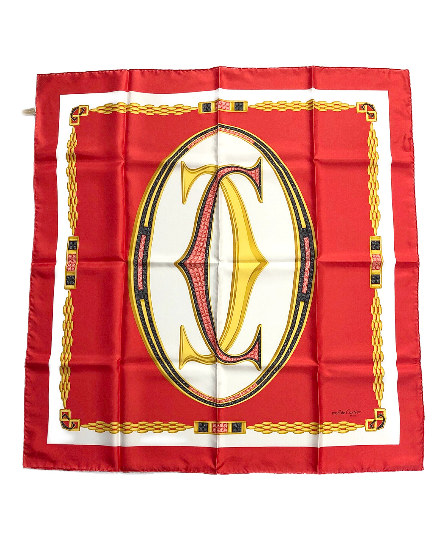 中古・古着通販】Cartier (カルティエ) チェーンロゴスカーフ レッド 