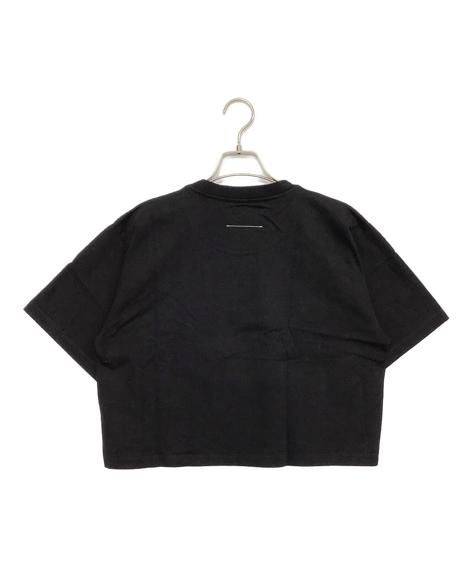 MM6 Maison Margiela (エムエムシックス メゾンマルジェラ) クロップド丈プリントTシャツ ブラック サイズ:S
