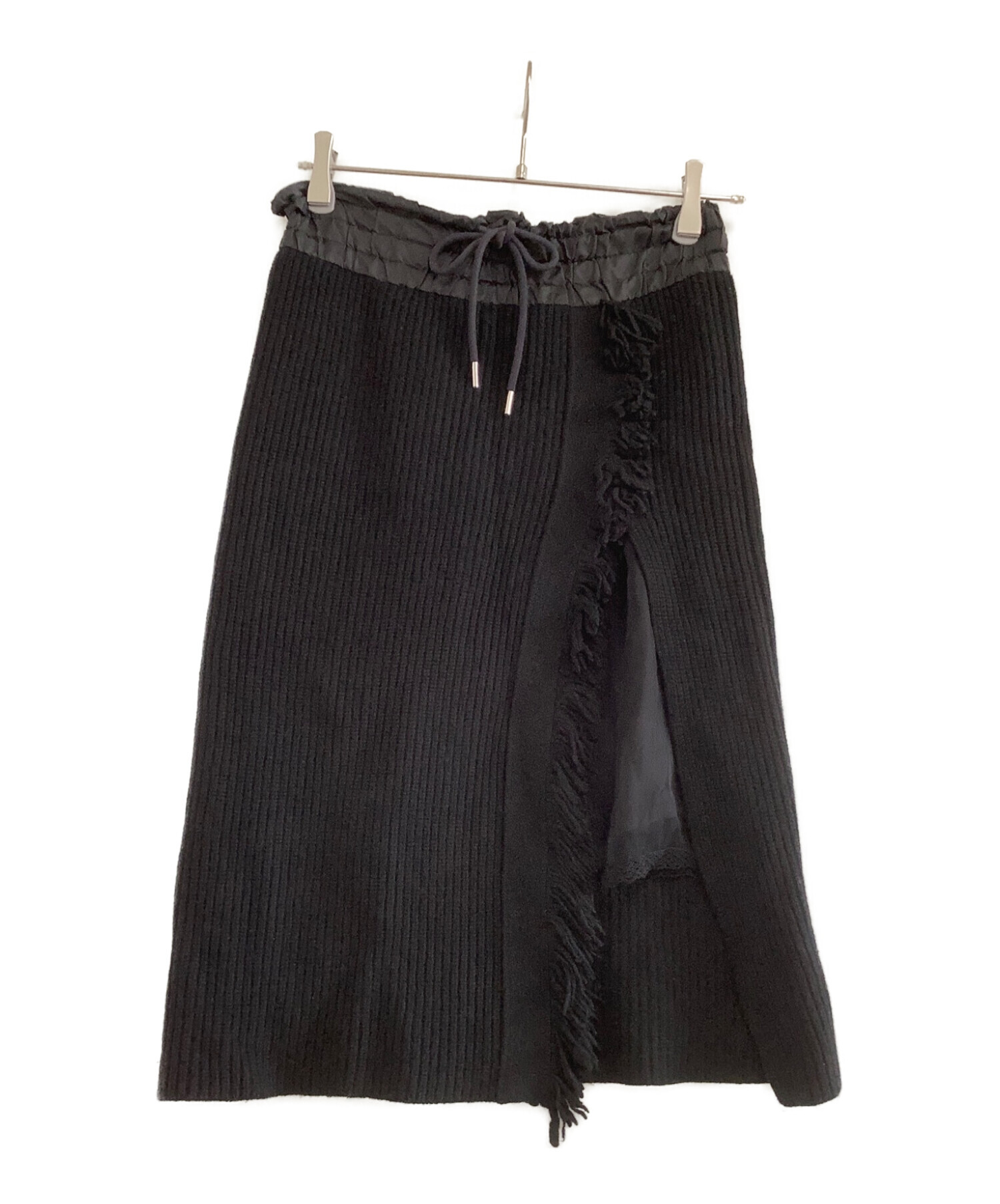 sacai (サカイ) ニットフリンジスカート ブラック サイズ:２