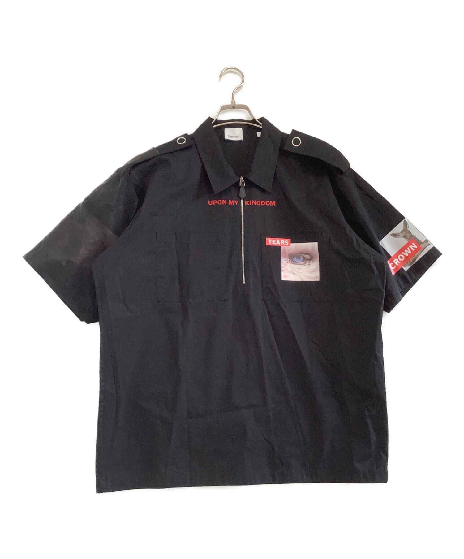 中古・古着通販】BURBERRY (バーバリー) ハーフジップシャツ ブラック 