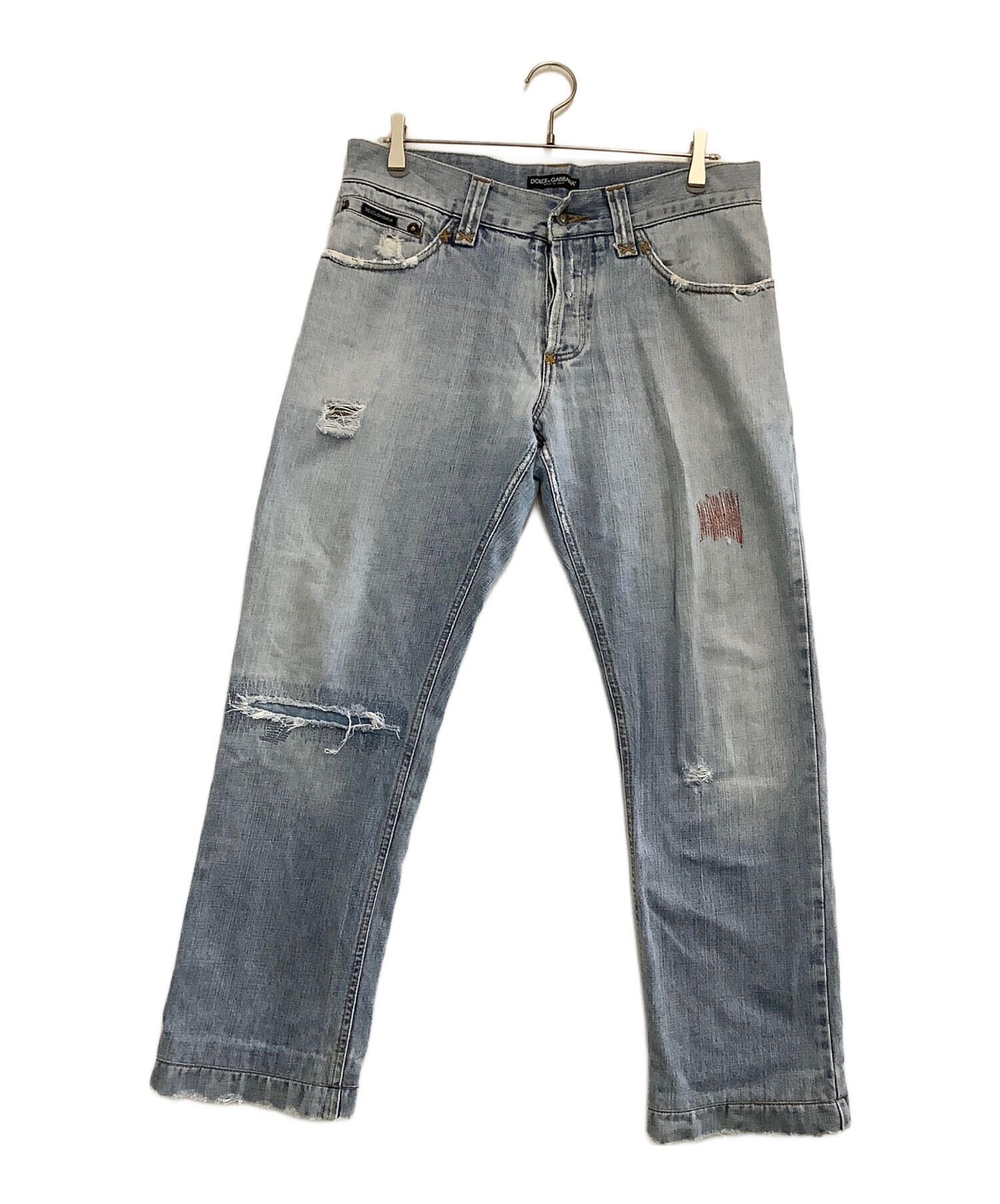 DOLCE&GABBNA 01AW安全ピンリペア加工デニムパンツ