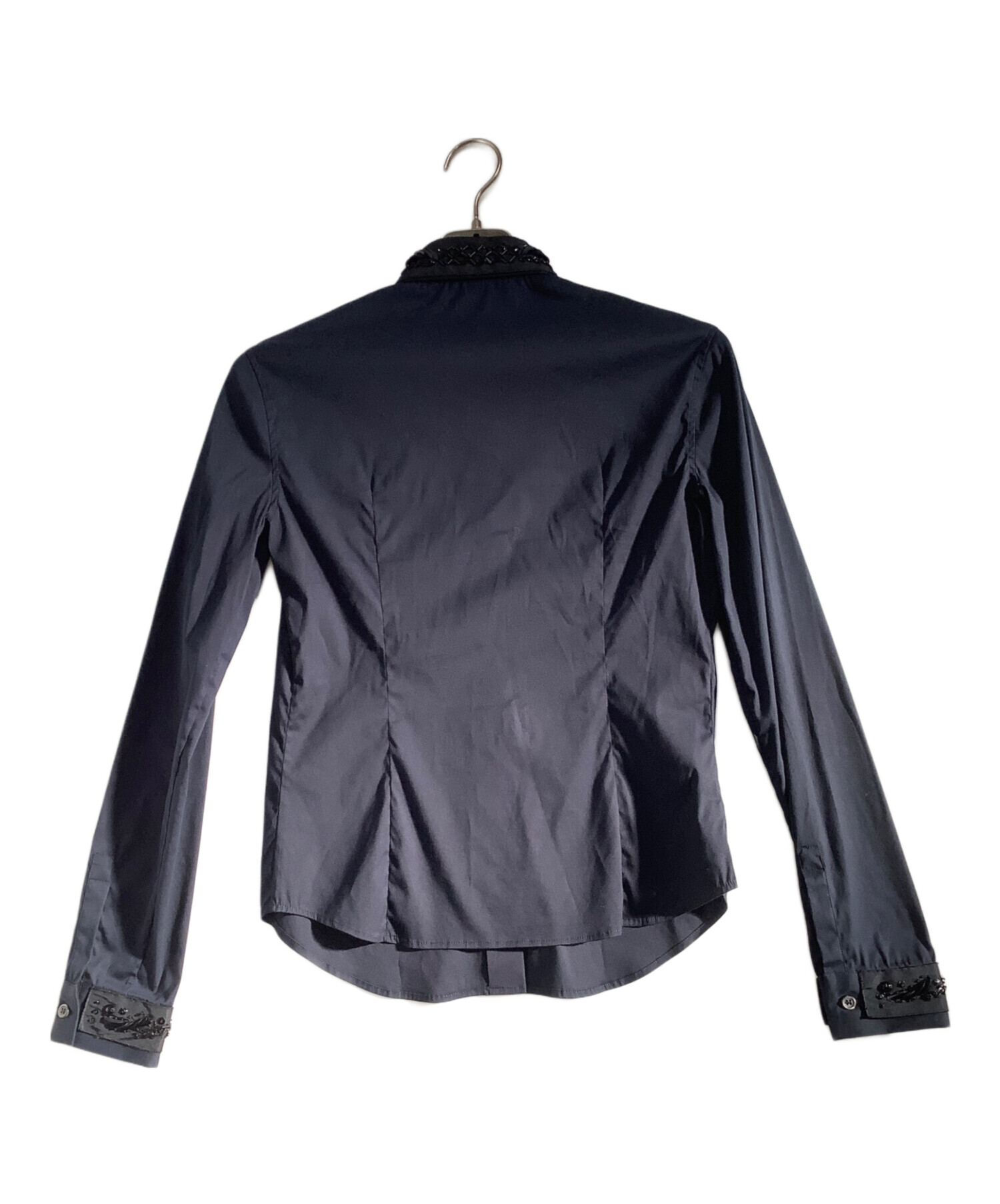 中古・古着通販】PRADA (プラダ) ビジュードレスシャツ ネイビー 