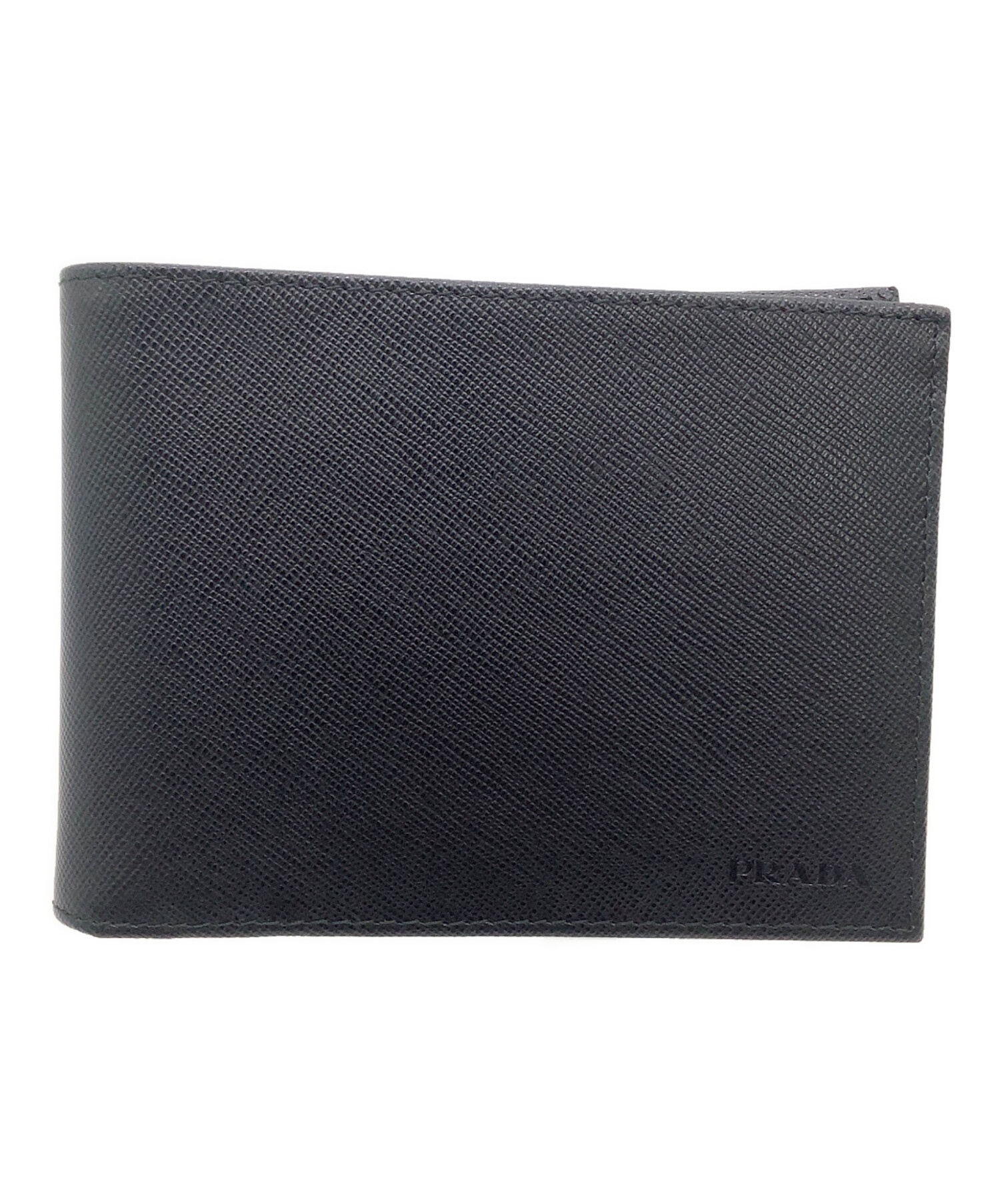 中古・古着通販】PRADA (プラダ) 2つ折り財布 サフィアーノ 1 ブラック 