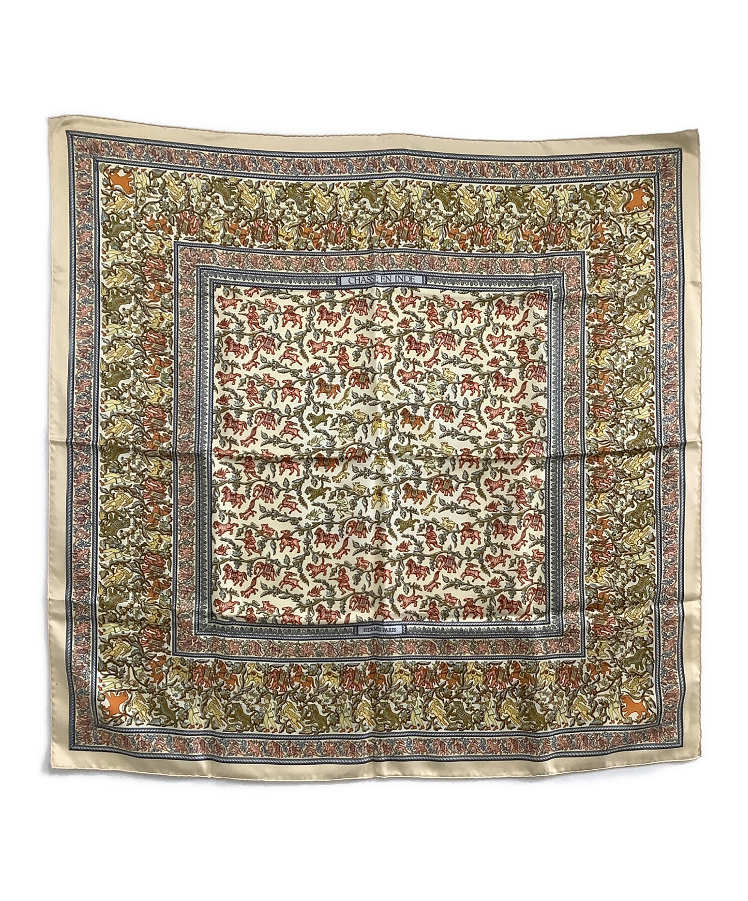 HERMES エルメス カレ90 CHASSE EN INDE インドの狩猟 スカーフ シルク  