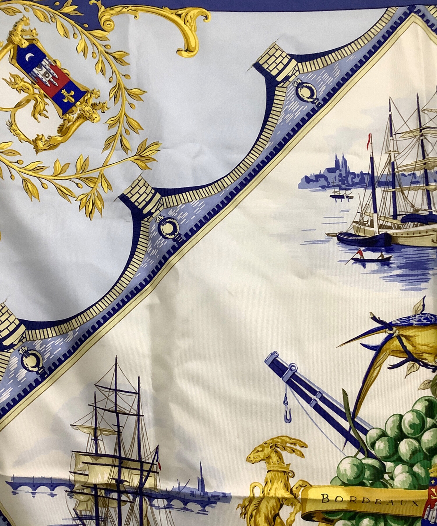 エルメス カレ90 スカーフシルクBORDEAUX PORTE OCEANE｜小物