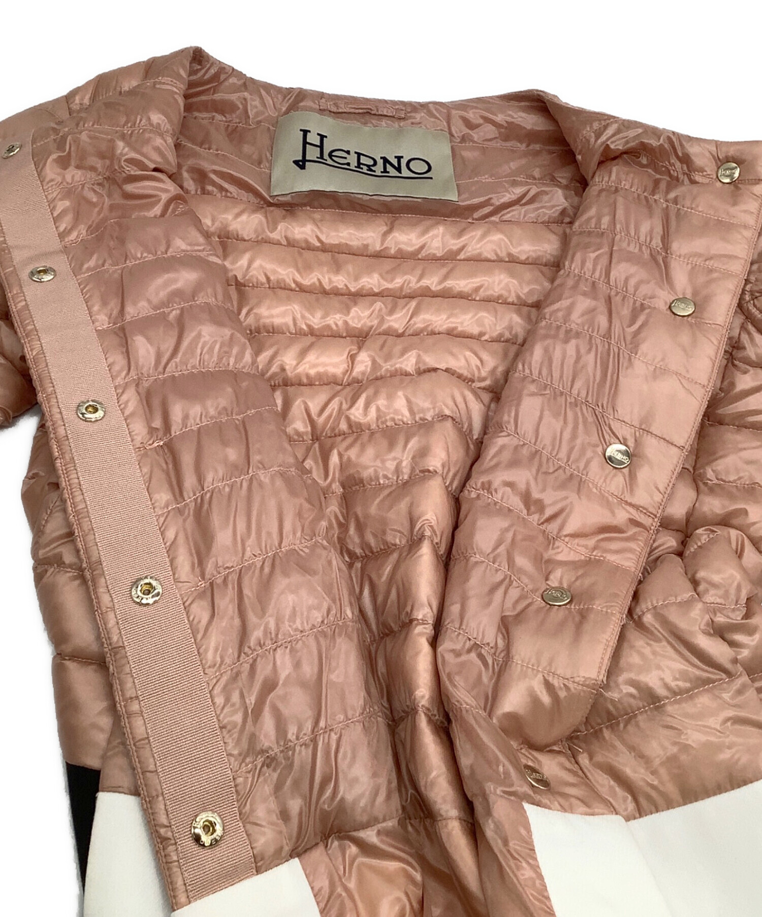 中古・古着通販】HERNO (ヘルノ) 切替ダウンコート ピンク×ホワイト 