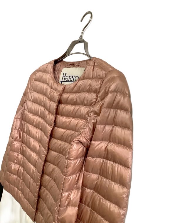 中古・古着通販】HERNO (ヘルノ) 切替ダウンコート ピンク×ホワイト 