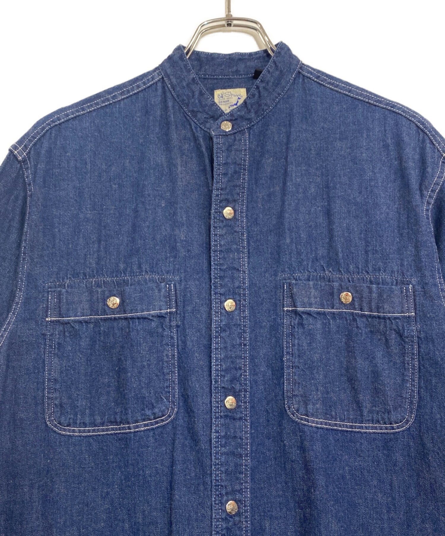 オアスロウ orslow スタンドカラー バンドカラー デニムシャツ インディゴ オアスロウ orslow スタンドカラー バンドカラー デニムシャツ