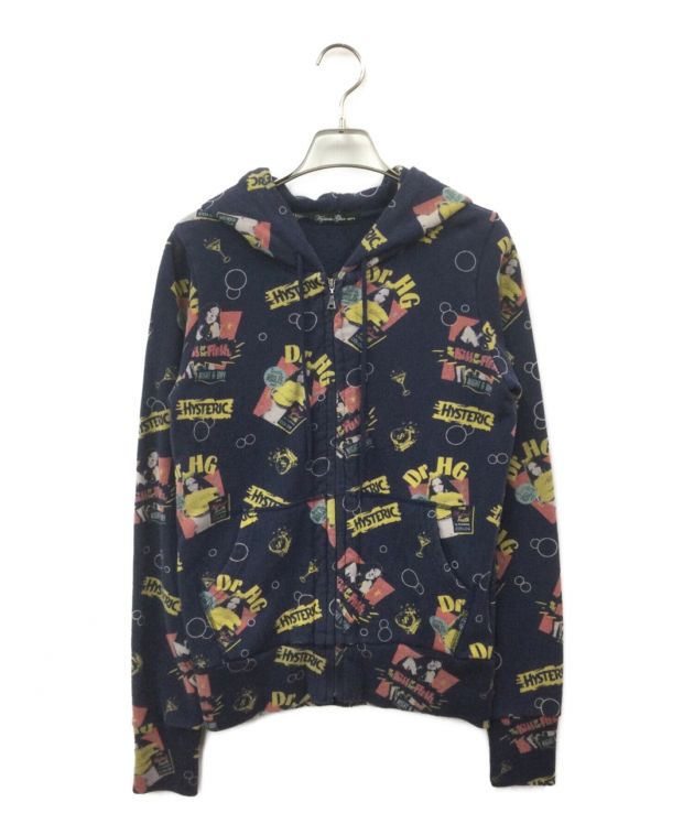 hysteric glamour ネイビー 総柄パーカーサイズFREE
