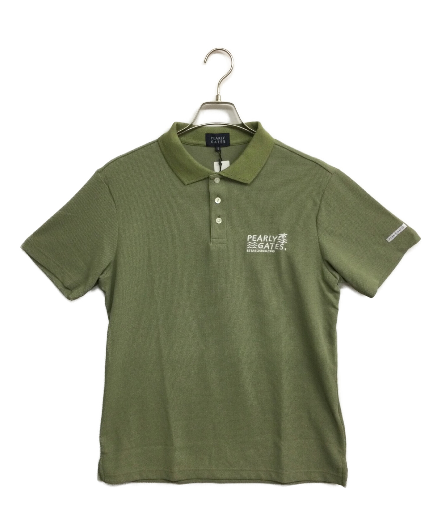 PEARLY GATES (パーリーゲイツ) Wフェースカノコ 半袖ポロシャツ グリーン サイズ:5 未使用品