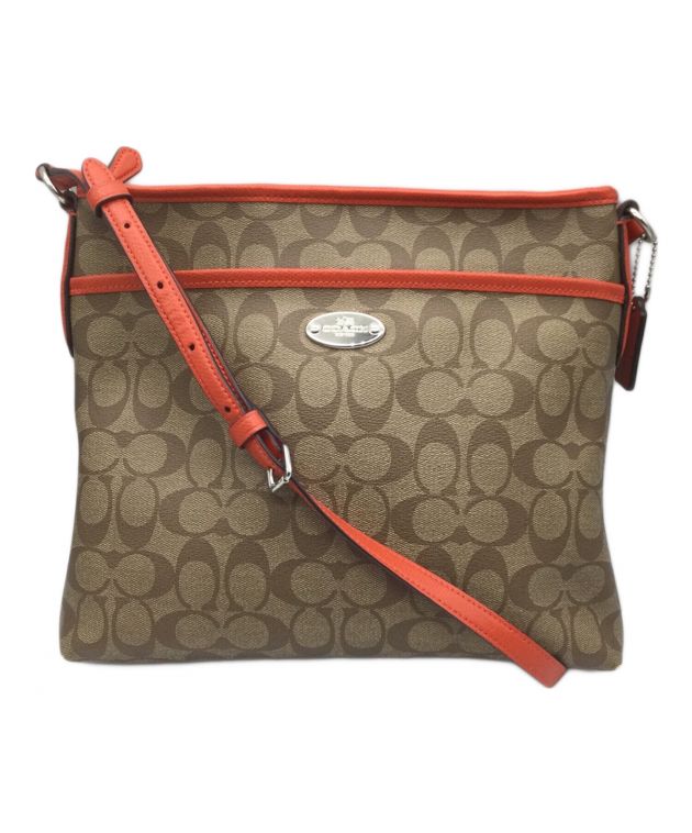 中古・古着通販】COACH (コーチ) ショルダーバッグ ベージュ×オレンジ 
