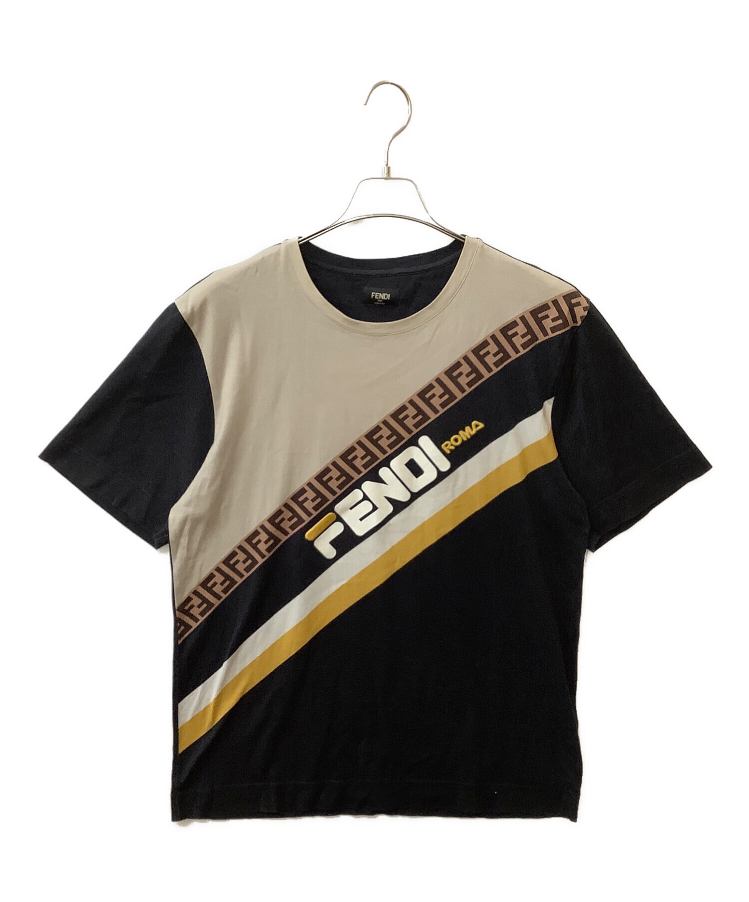 中古・古着通販】FENDI (フェンディ) Tシャツ ブラック×ベージュ 