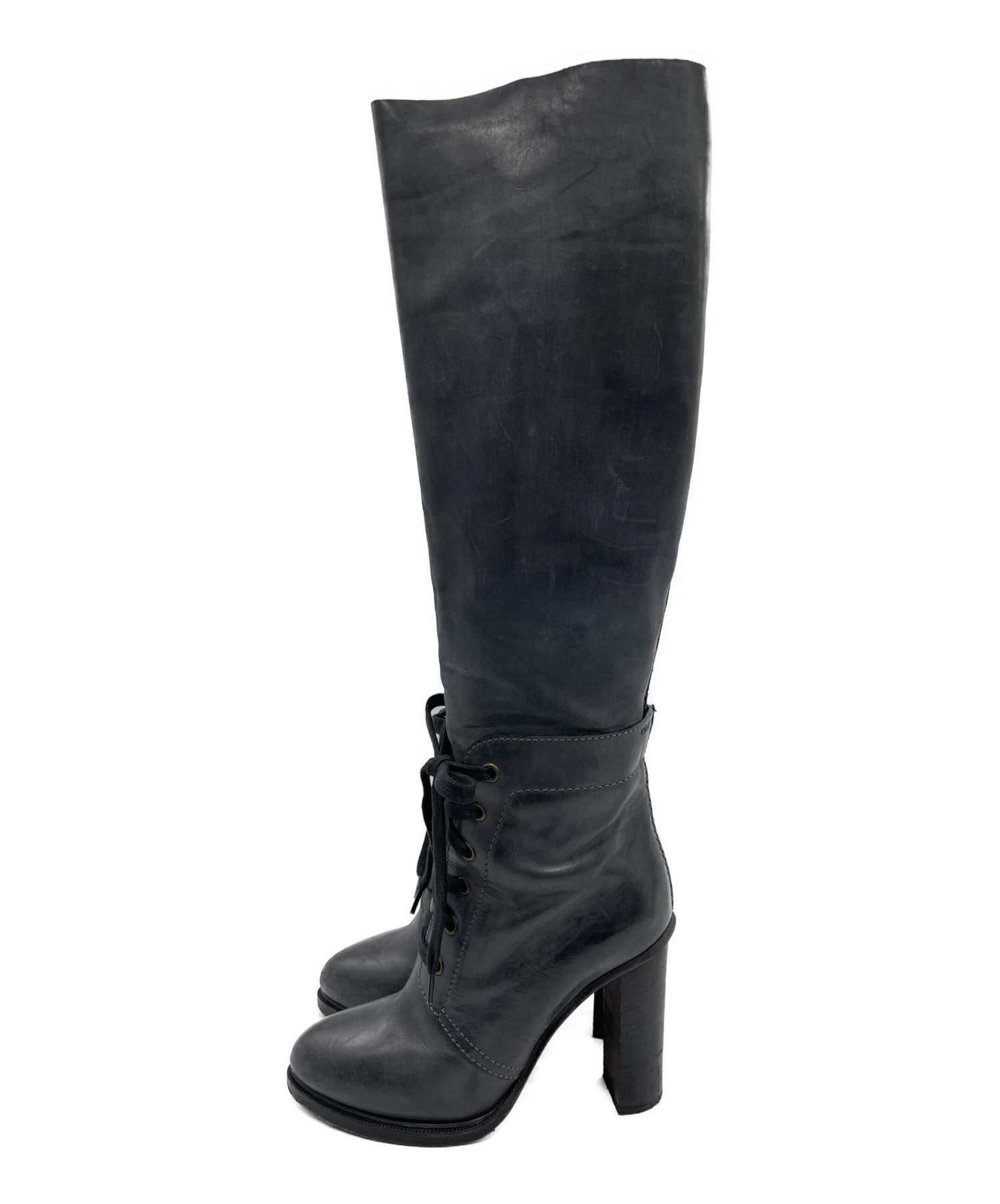 中古・古着通販】Chloe (クロエ) ニーハイブーツ グレー サイズ:23 