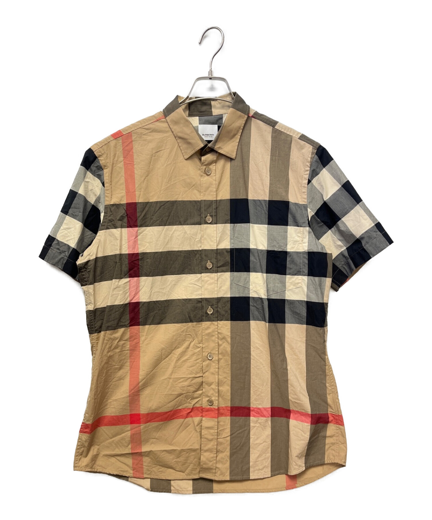 BURBERRY (バーバリー) 半袖チェックシャツ ブラウン サイズ:L