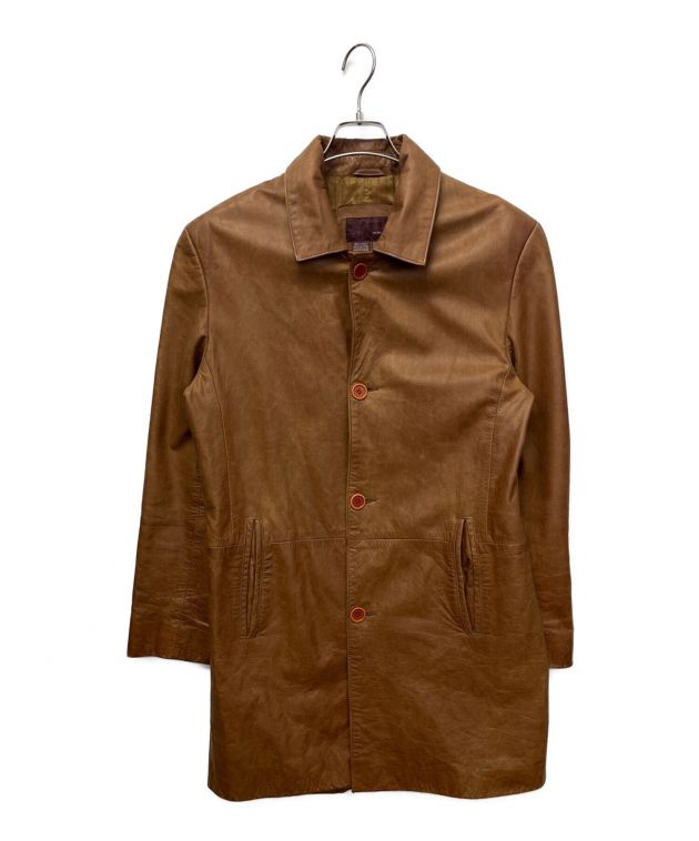 希少】ZARA 不味 ザラマン レザートレンチコート 本革 ブラウン L 