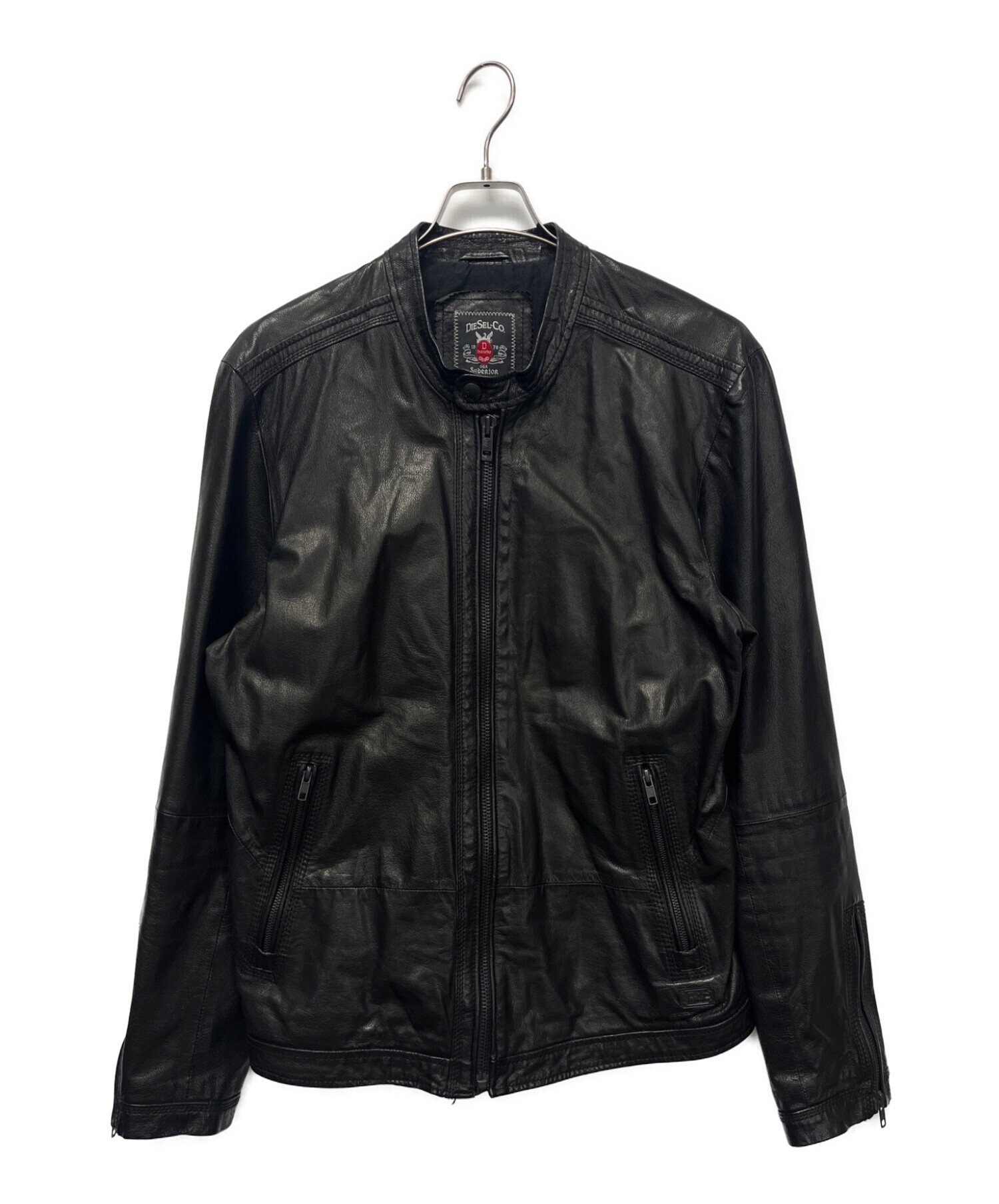 ディーゼル XL DIESEL レザージャケット ブラック 中古・古着通販 